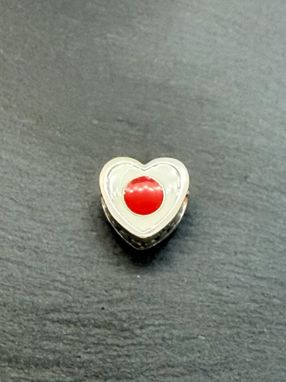 Pandora Japan Flag Heart Charm Sterling Silver Jewelry